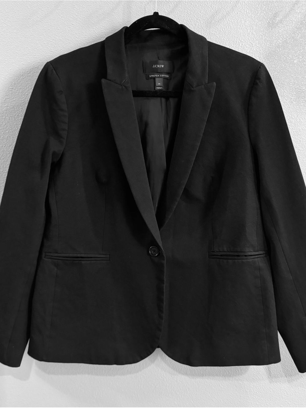 J. Crew Black Women's Single-Button Stretch Cotton Blazer
